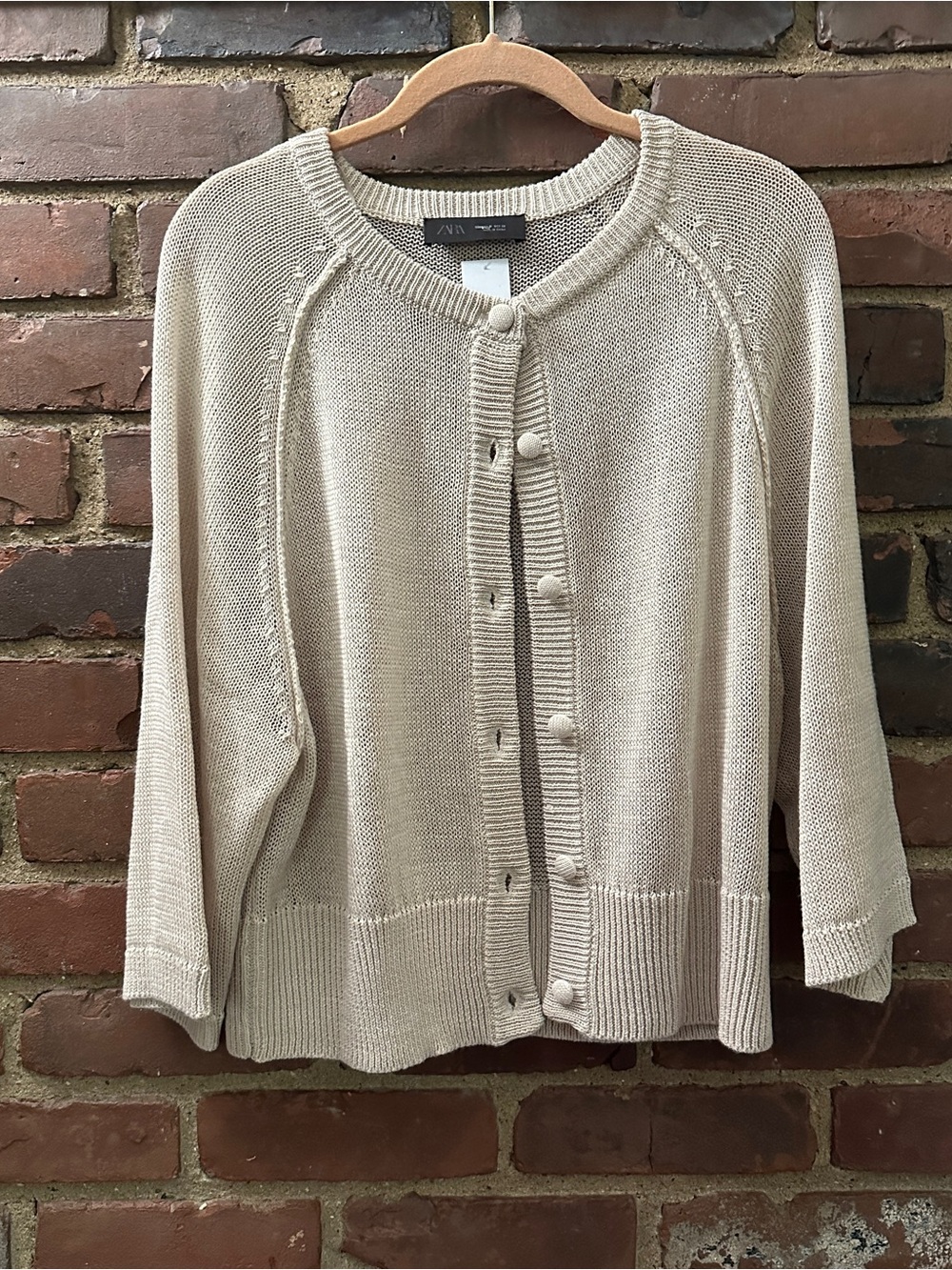 ZARA raglan knit button cardigan